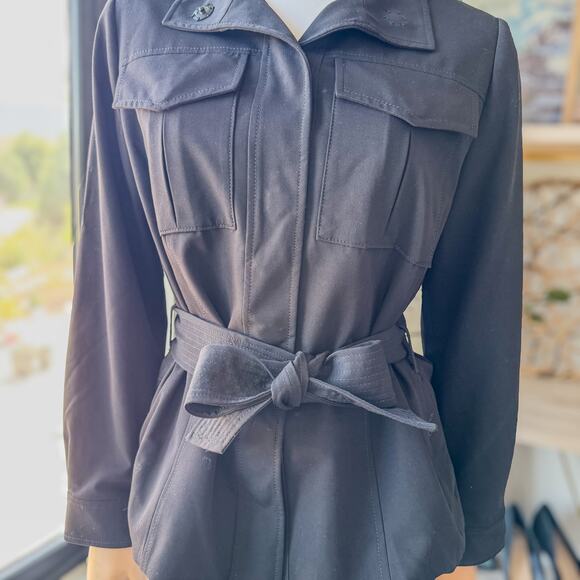 White House Black Market, Belted Safari Jacket in Black, Women’s Size Medium - Picture 4 of 11